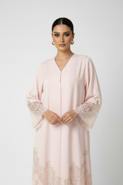 C RTW 2177-02 Baby Pink Dantel Abaya