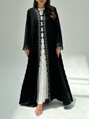 C RTW 2214 Black Floral Lace Abaya