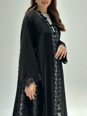 C RTW 2214 Black Floral Lace Abaya