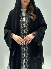 C RTW 2214 Black Floral Lace Abaya