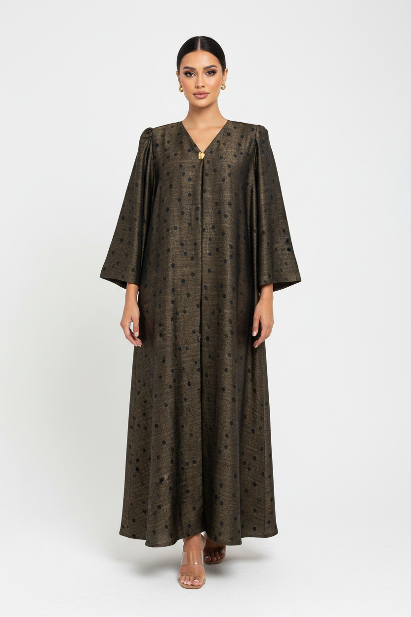 C RTW 2227-02 Bronze Polka Dot Abaya