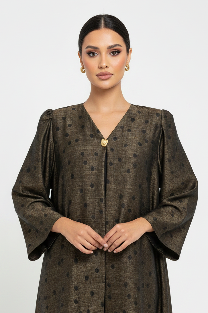 C RTW 2227-02 Bronze Polka Dot Abaya