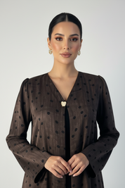 C RTW 2227-03 Coffee Brown Polka Dot Abaya