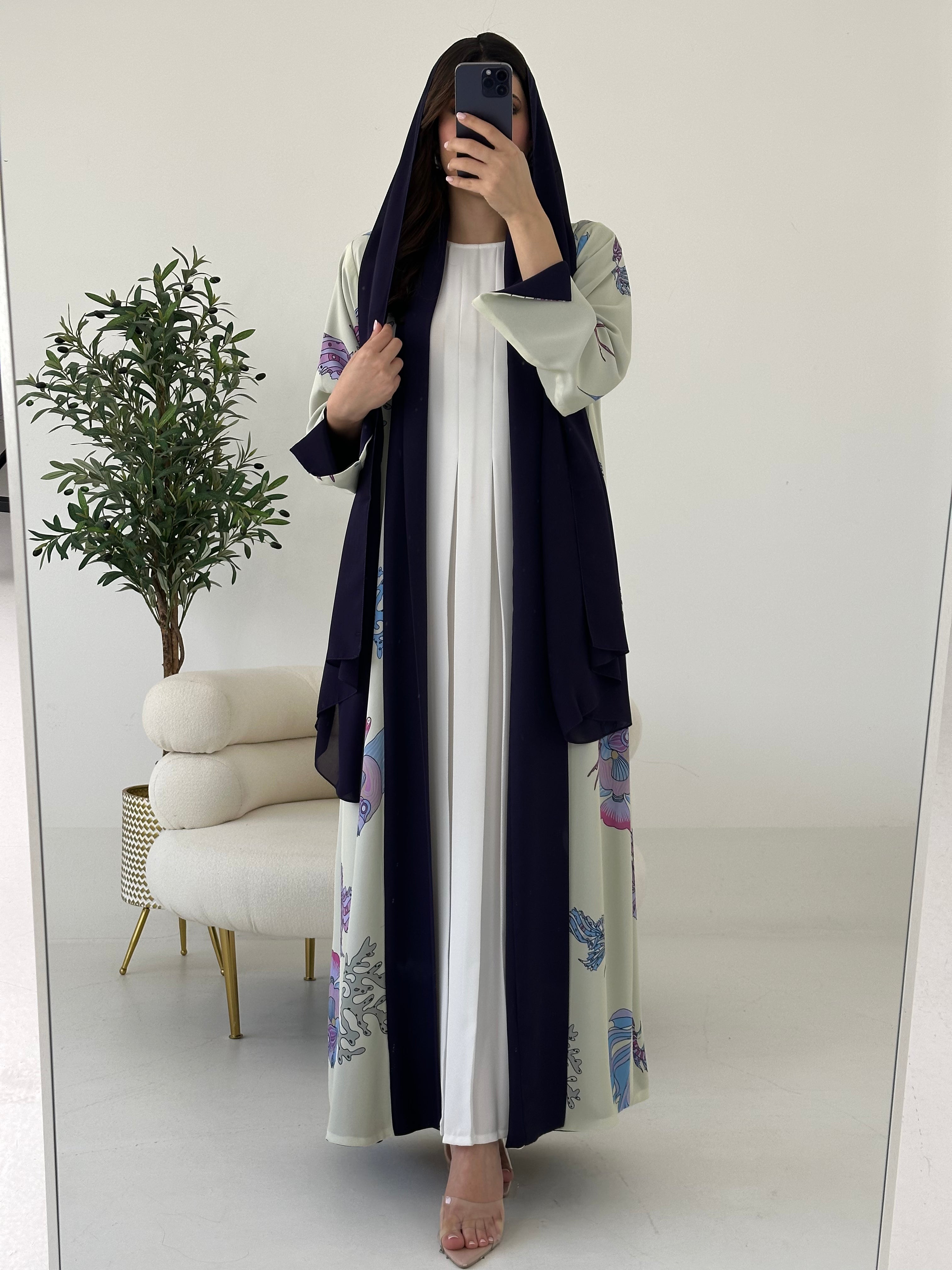 C RTW 2260 Purple Coral Reversible Abaya