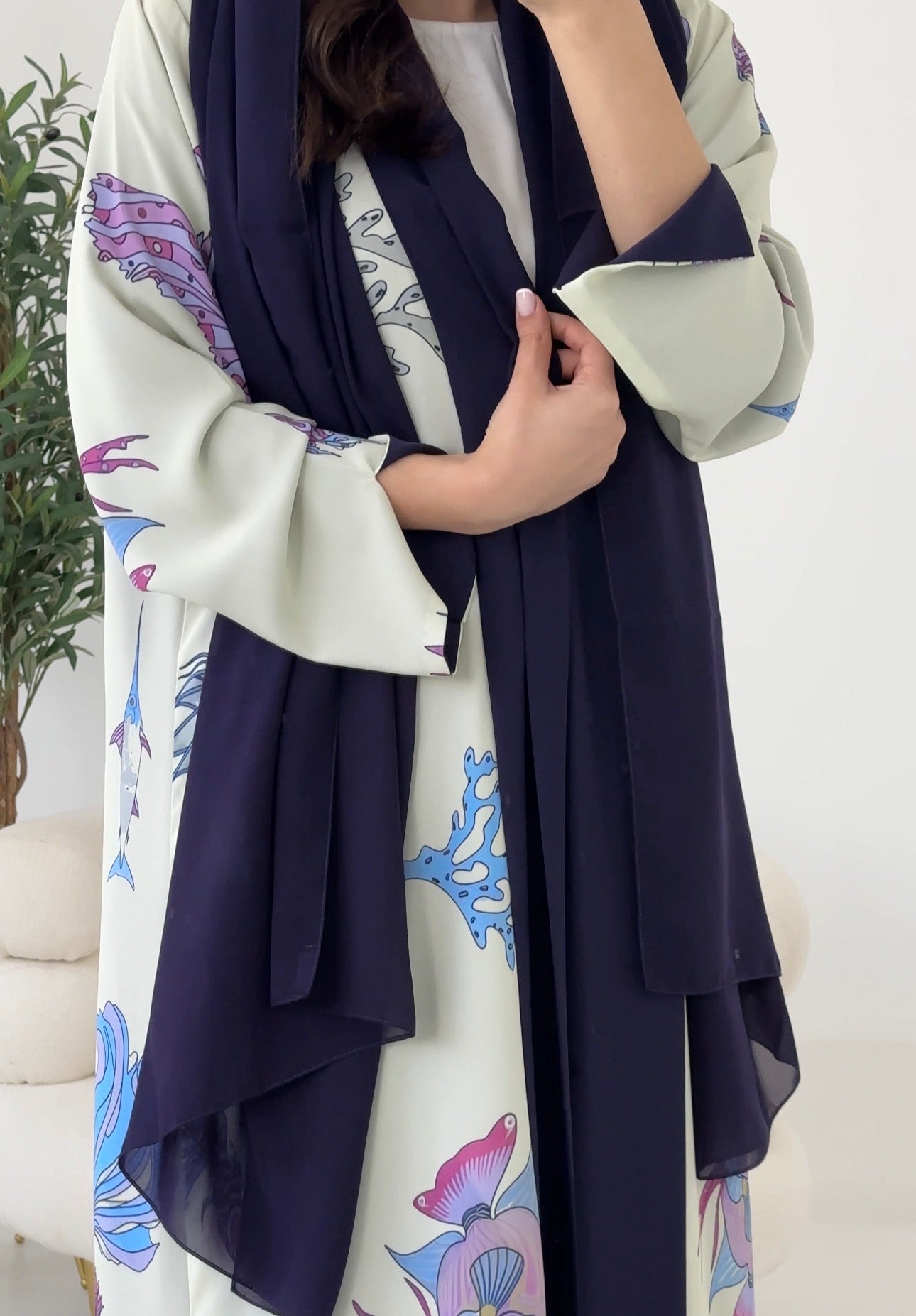 C RTW 2260 Purple Coral Reversible Abaya