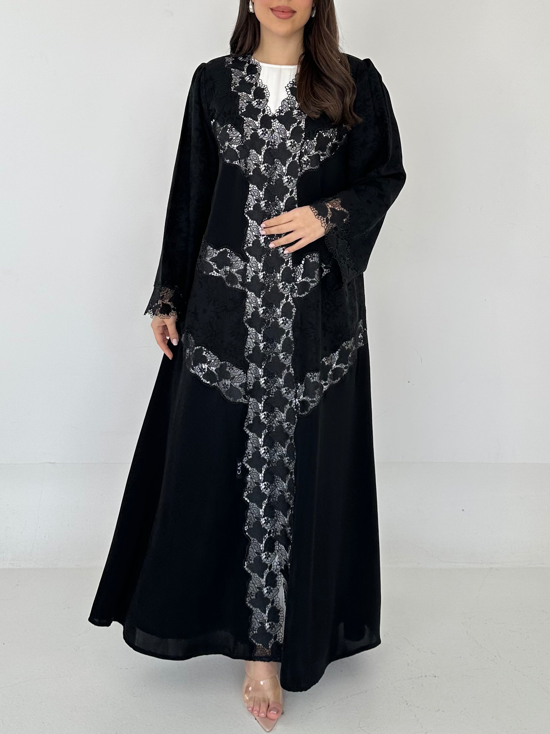C RTW 2287 Black Lace Abaya