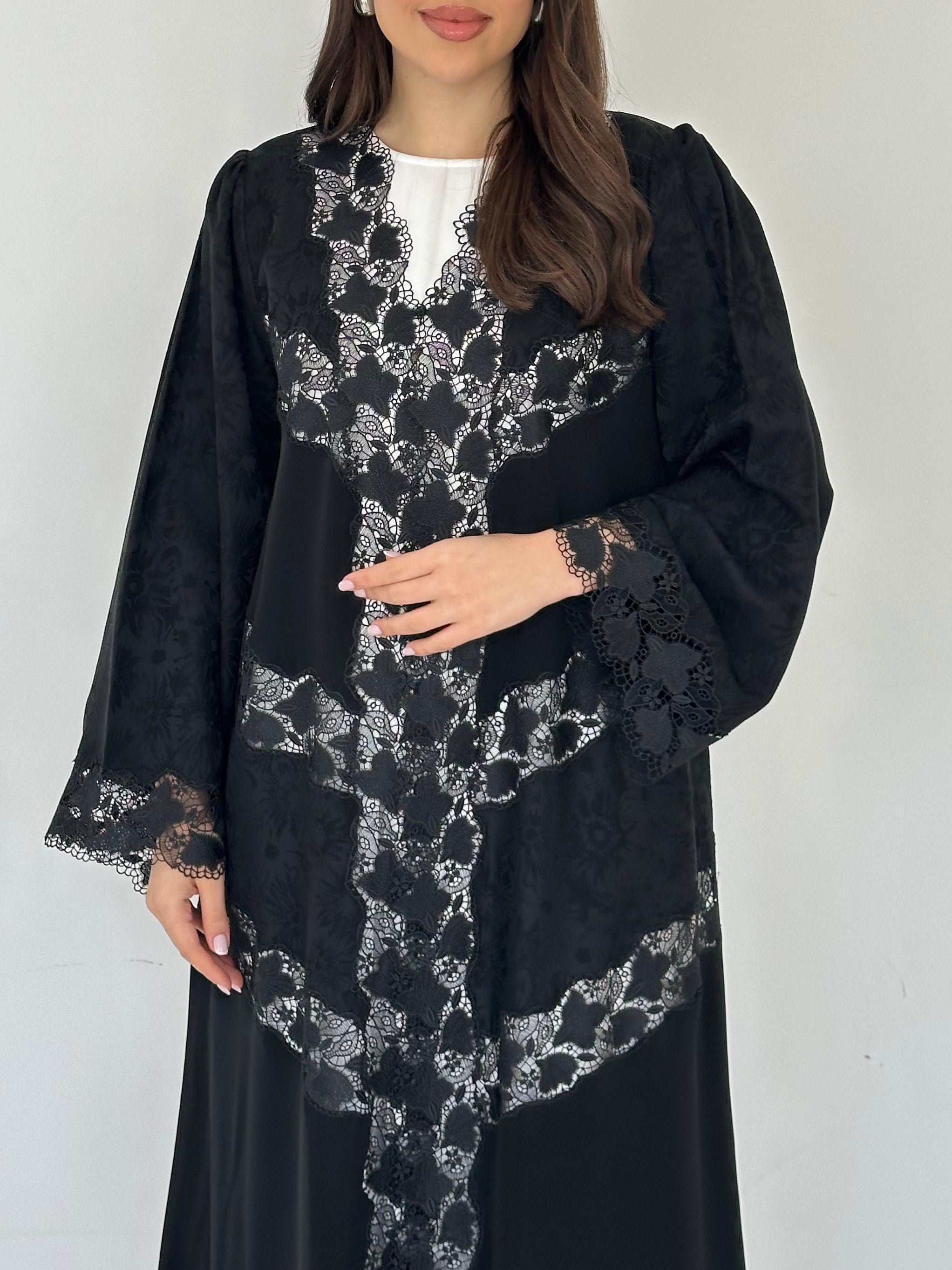 C RTW 2287 Black Lace Abaya