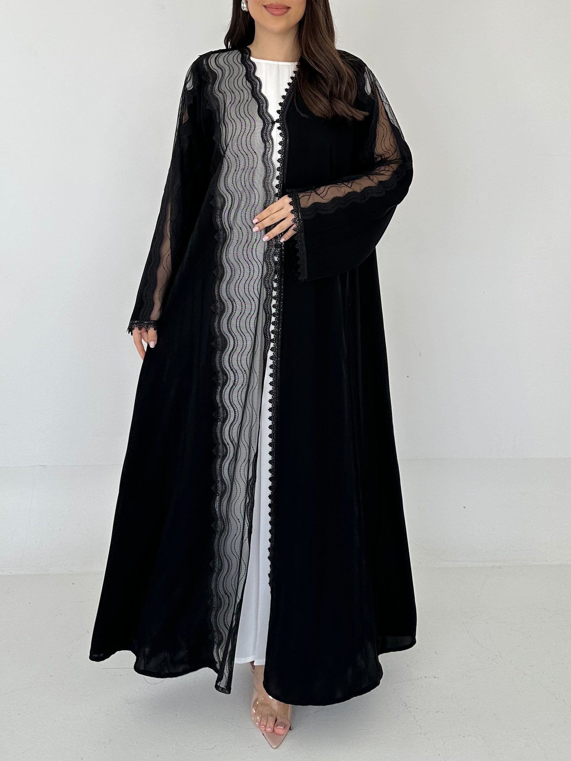 C RTW 2303 Black Lace Abaya