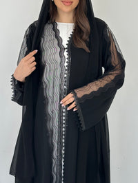 C 2303 Black Lace Abaya - XS / 50