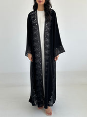 C RTW 2336 Black Crystal Lace Abaya