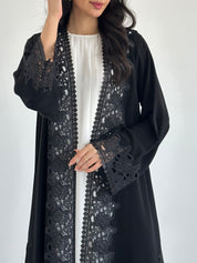 C RTW 2336 Black Crystal Lace Abaya
