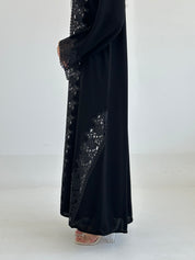 C RTW 2336 Black Crystal Lace Abaya