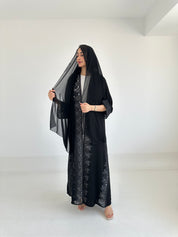 C RTW 2336 Black Crystal Lace Abaya