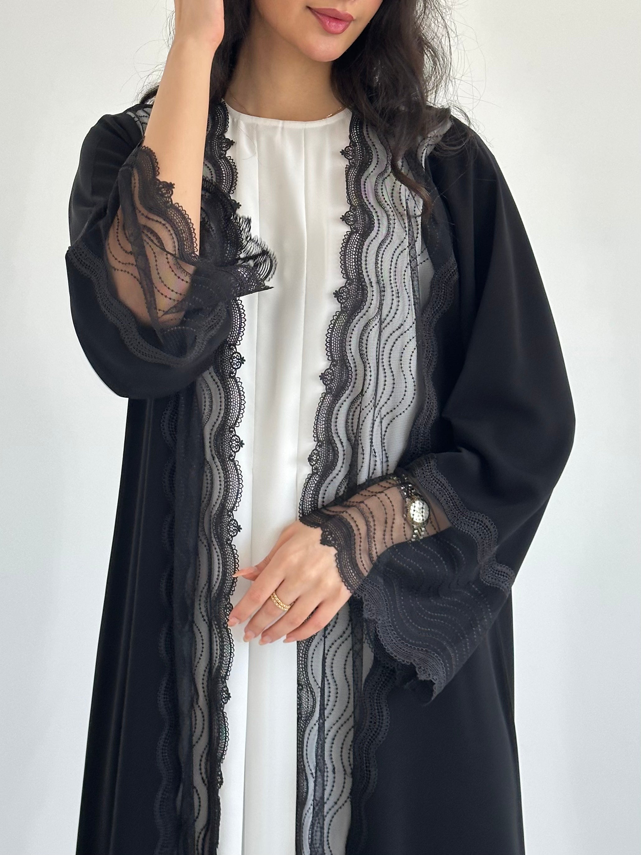 C RTW 2337 Black Lace Abaya