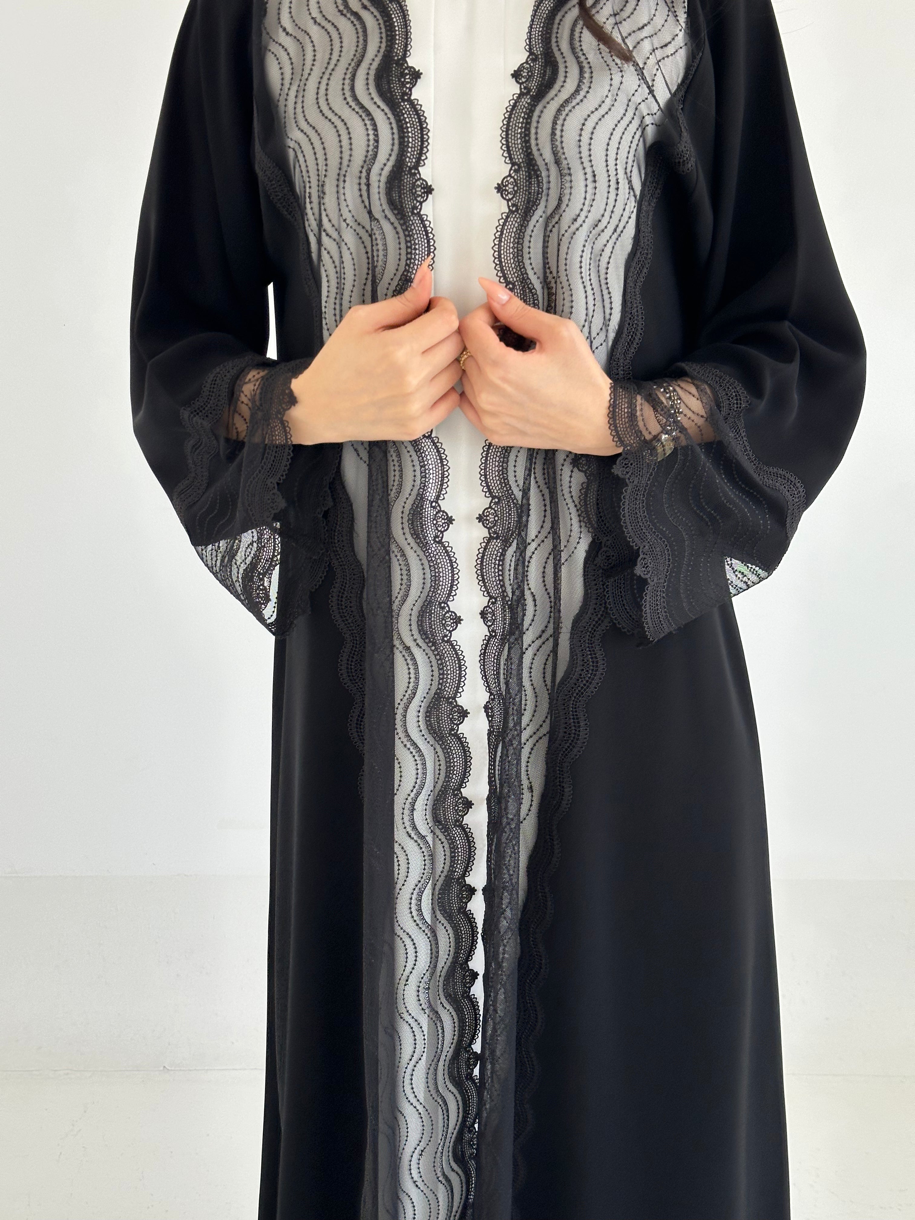 C RTW 2337 Black Lace Abaya
