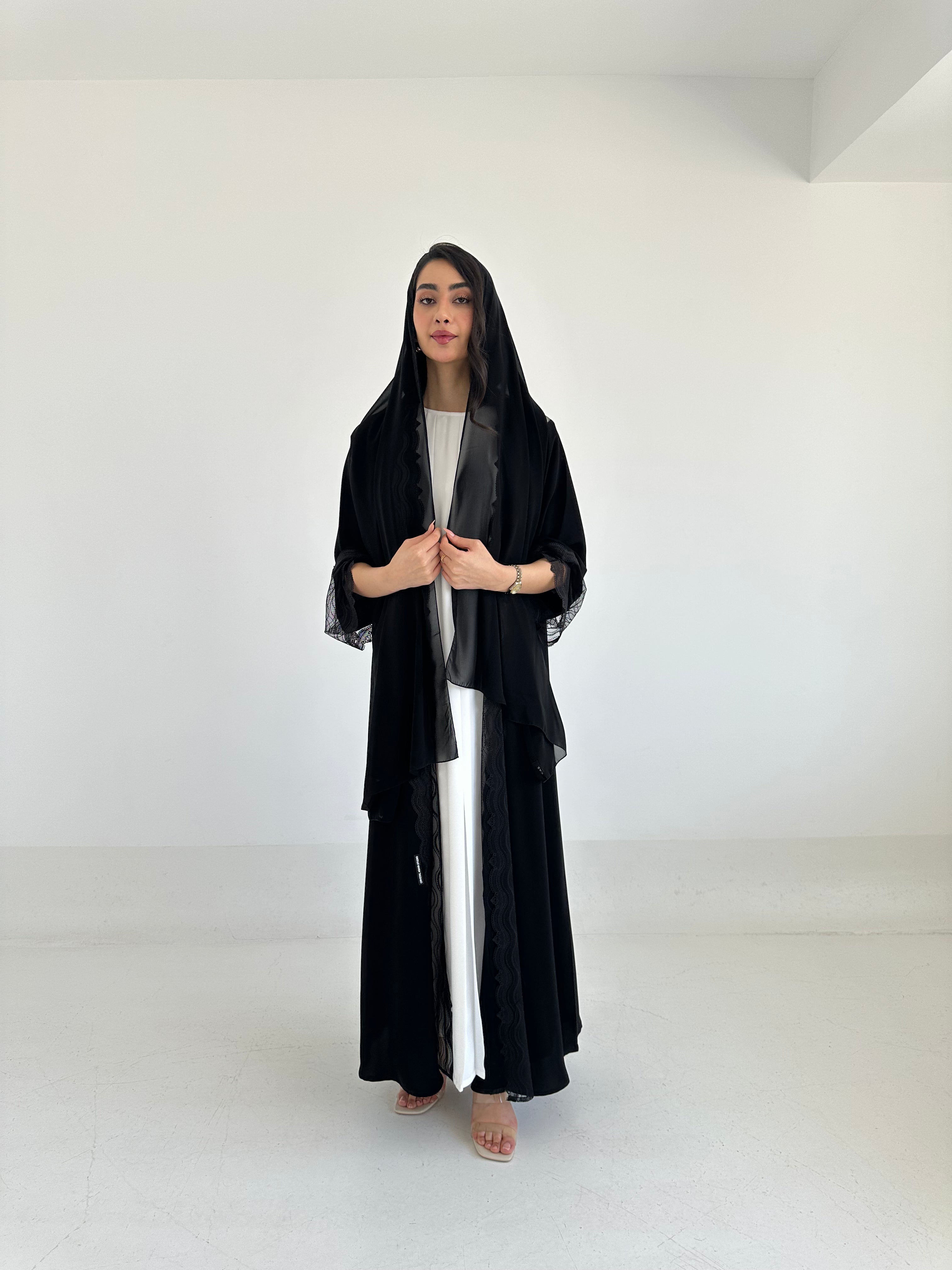 C RTW 2337 Black Lace Abaya