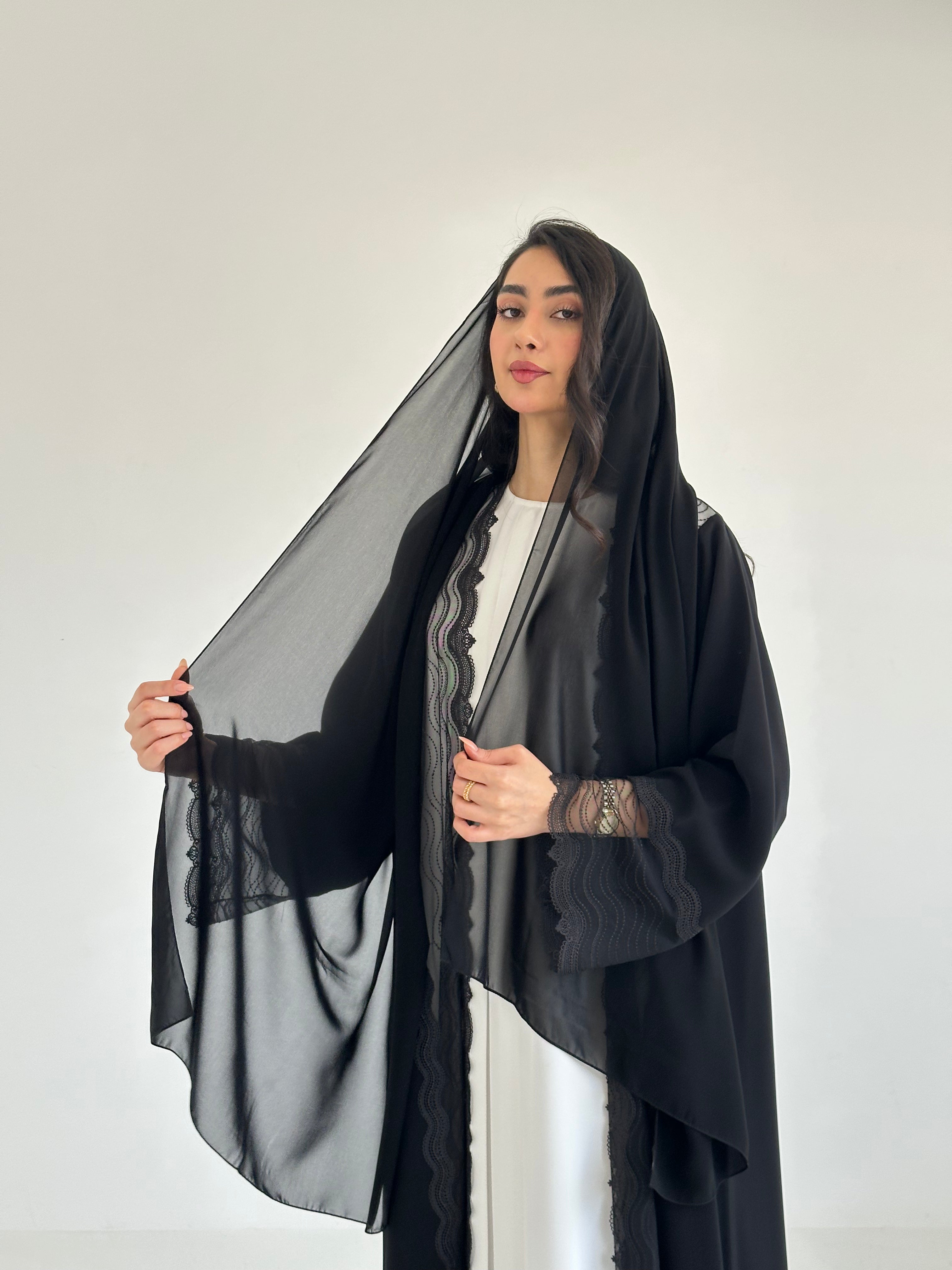 C RTW 2337 Black Lace Abaya