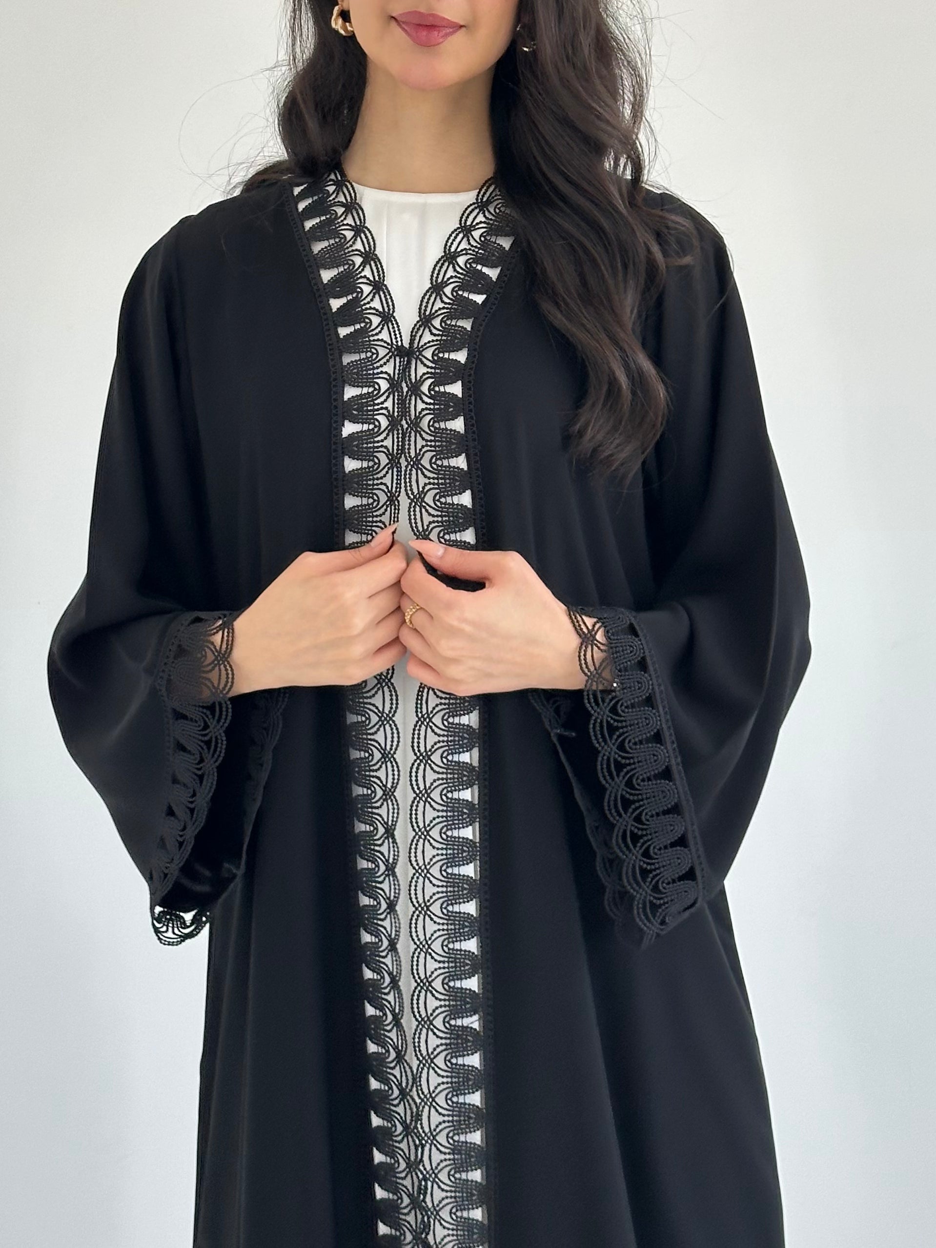 C RTW 2342 Black Lace Abaya