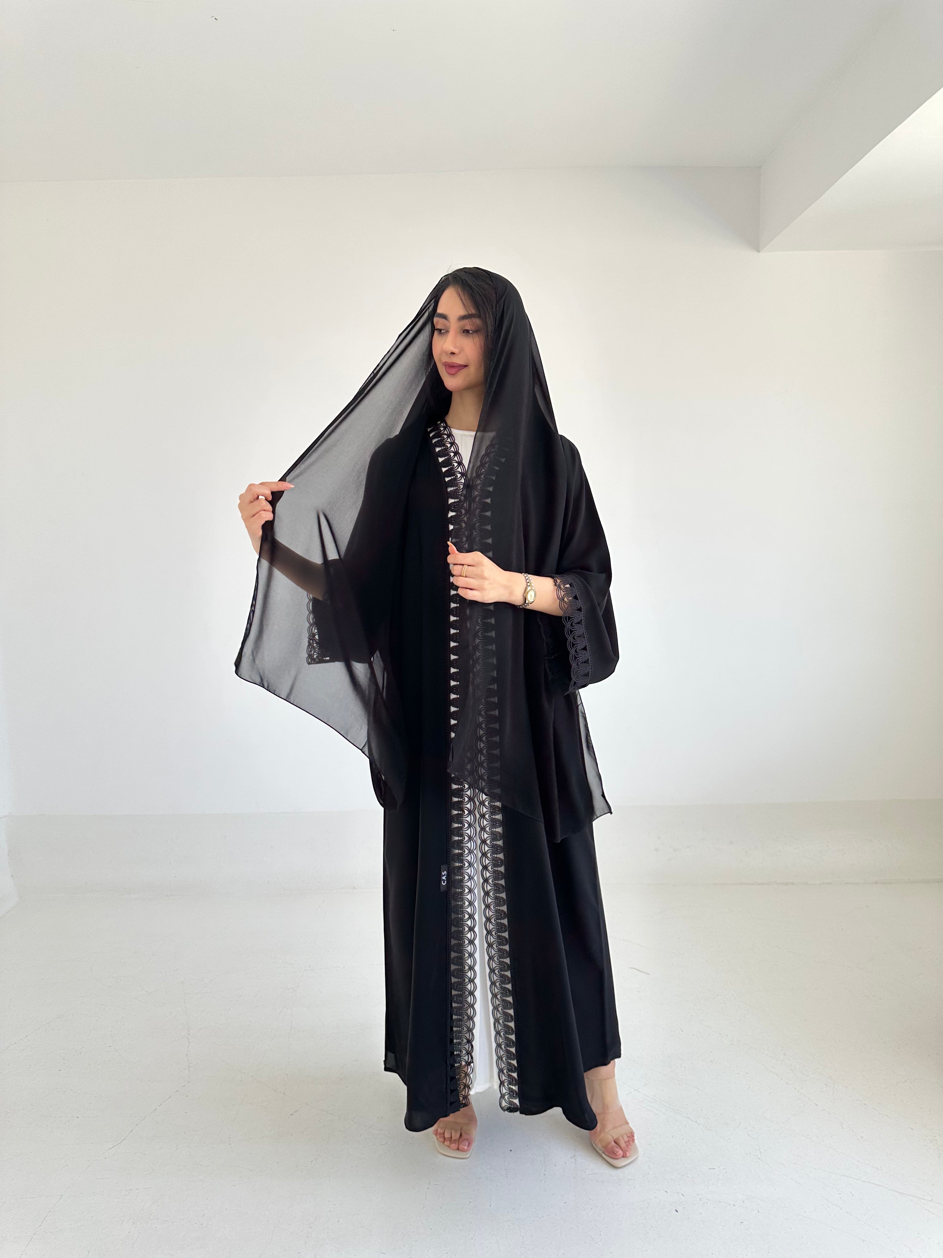 C RTW 2342 Black Lace Abaya