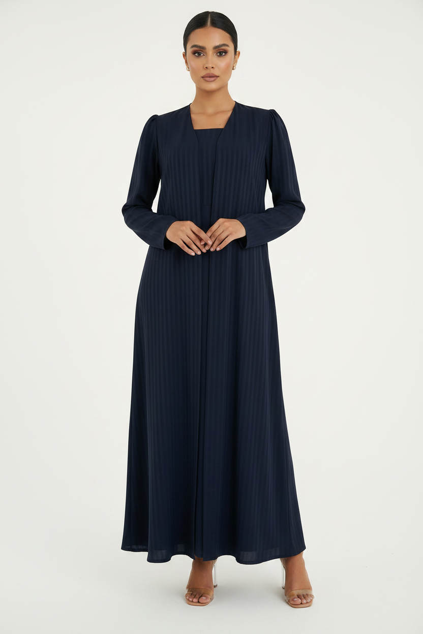 C RTW 2386-01 Navy Blue Striped Abaya