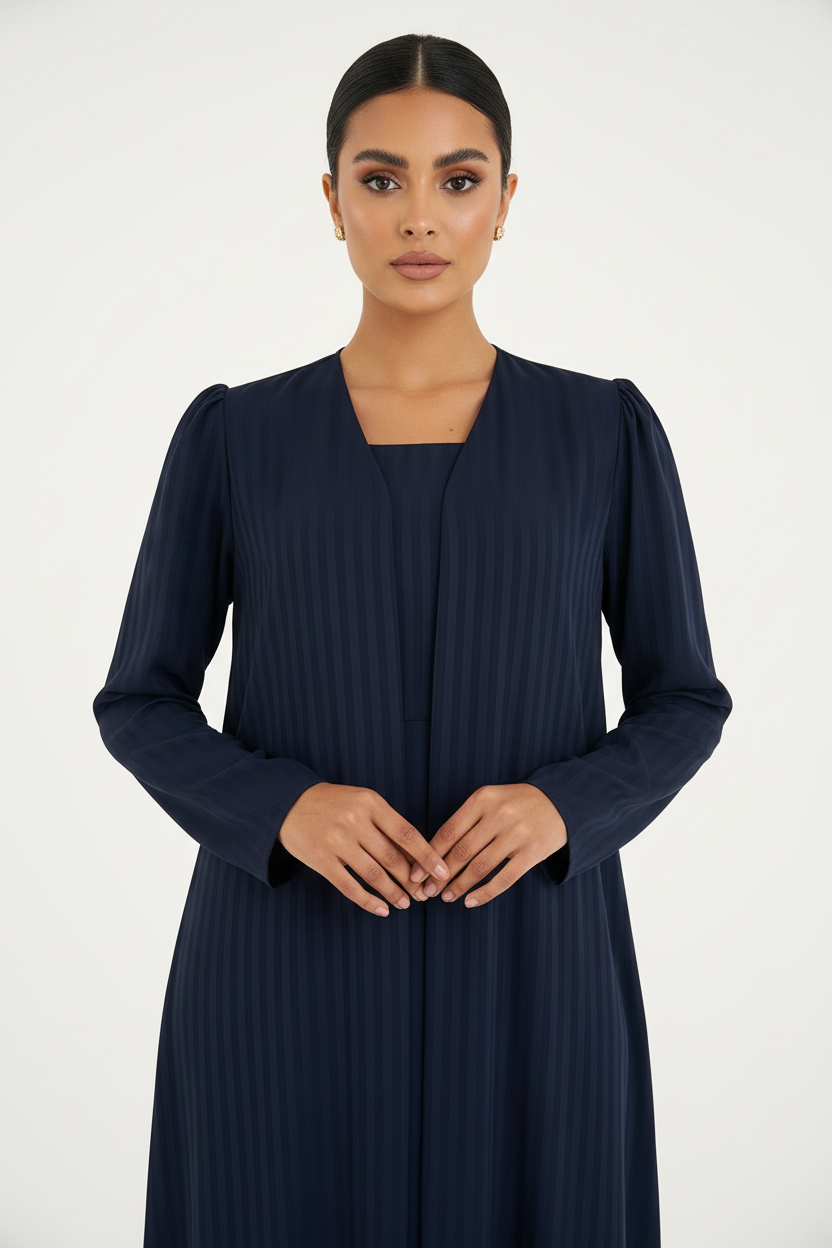 C RTW 2386-01 Navy Blue Striped Abaya