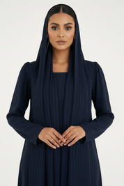 C RTW 2386-01 Navy Blue Striped Abaya