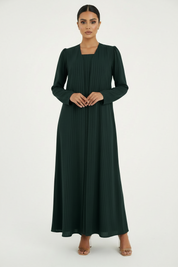 C RTW 2386-03 Forest Green Striped Abaya
