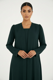 C RTW 2386-03 Forest Green Striped Abaya