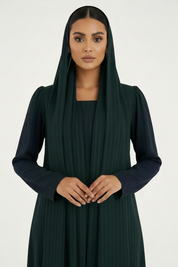 C RTW 2386-03 Forest Green Striped Abaya