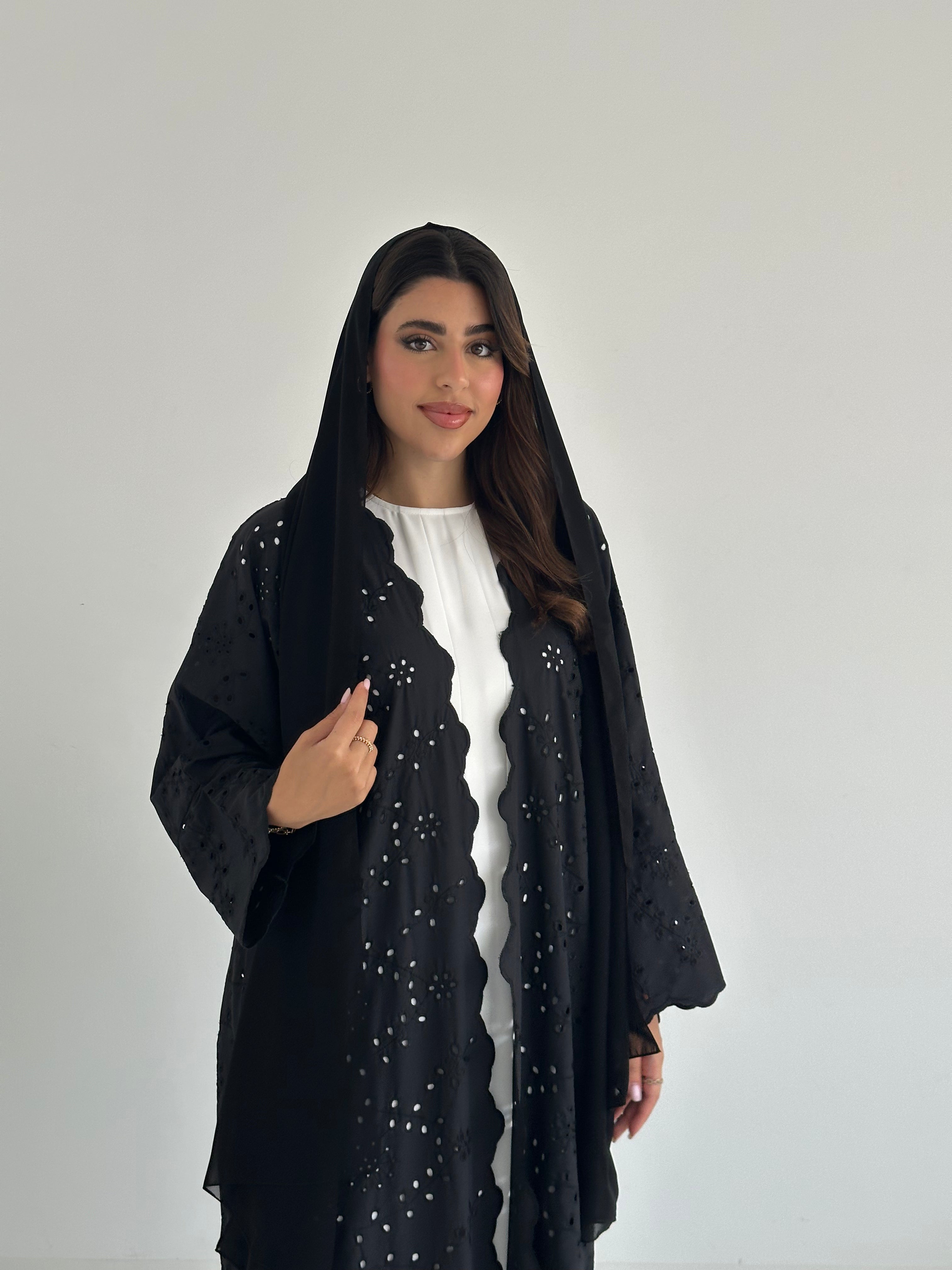 C RTW 2392 Black Embroidered Abaya
