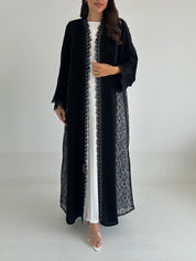 C RTW 2406 Black Leafy Lace Abaya