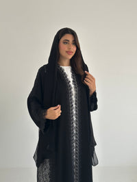 C RTW 2406 Black Leafy Lace Abaya - XL / 56