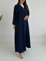 C RTW 2417 Night Blue Beaded Abaya