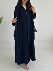C RTW 2417 Night Blue Beaded Abaya
