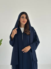 C RTW 2417 Night Blue Beaded Abaya
