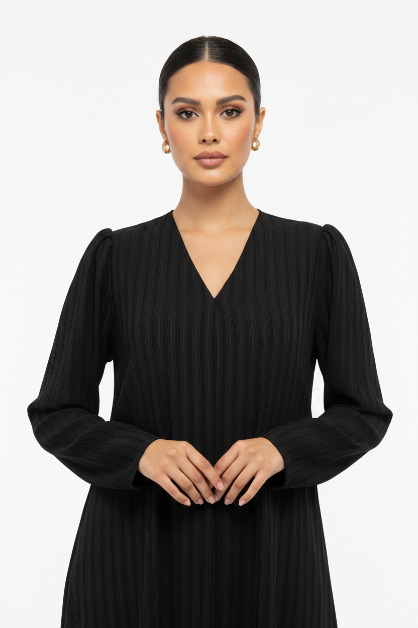 C RTW 2454 Black Striped Abaya