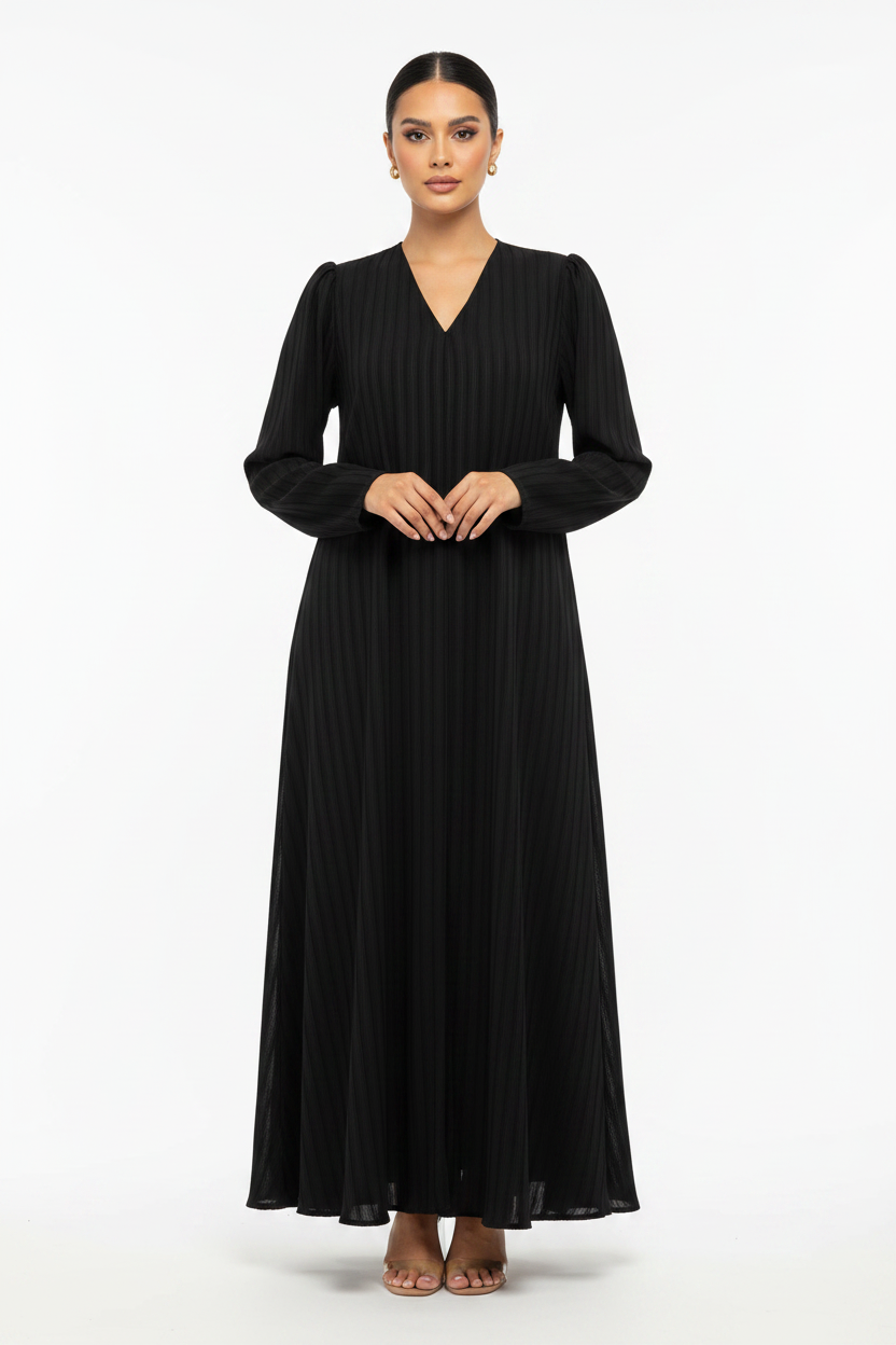 C RTW 2454 Black Striped Abaya