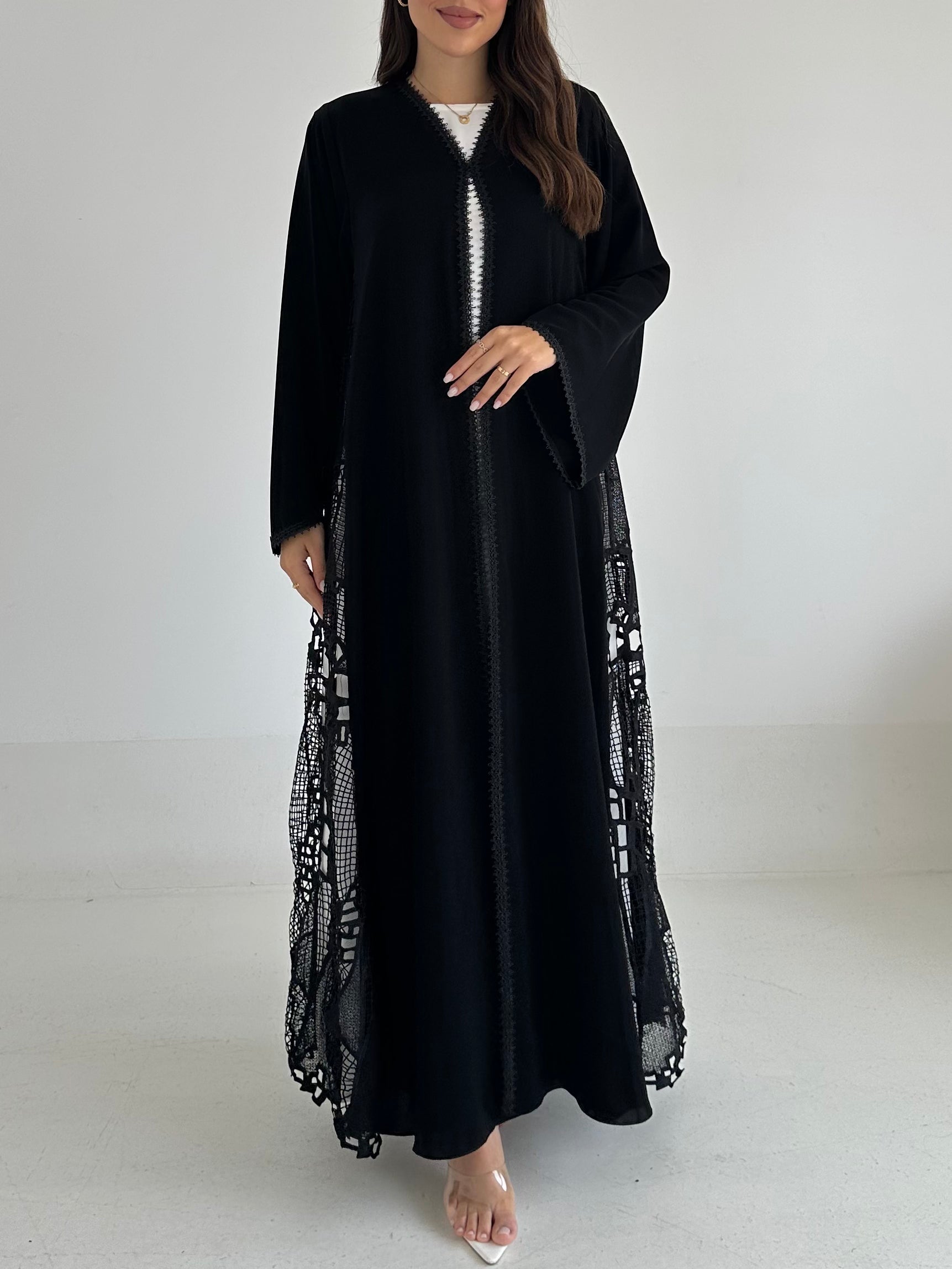 C RTW 2495 Black Lace Abaya
