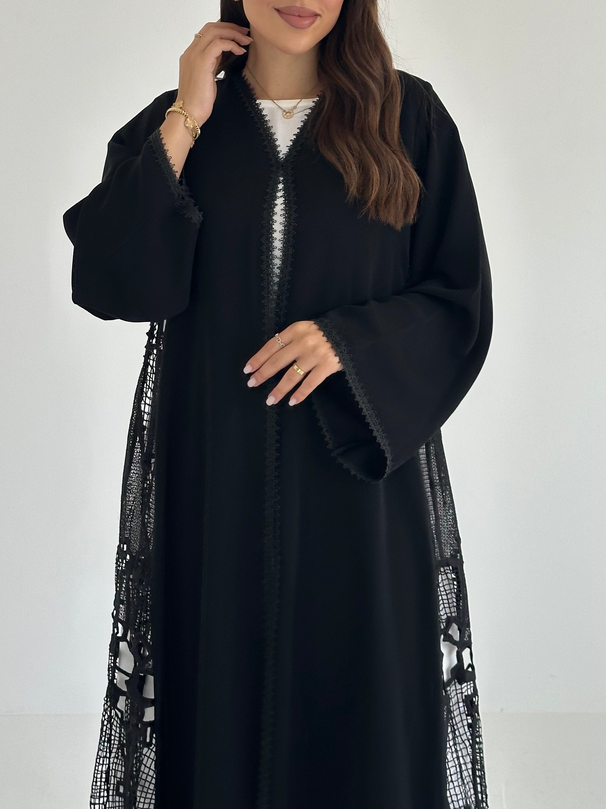 C RTW 2495 Black Lace Abaya