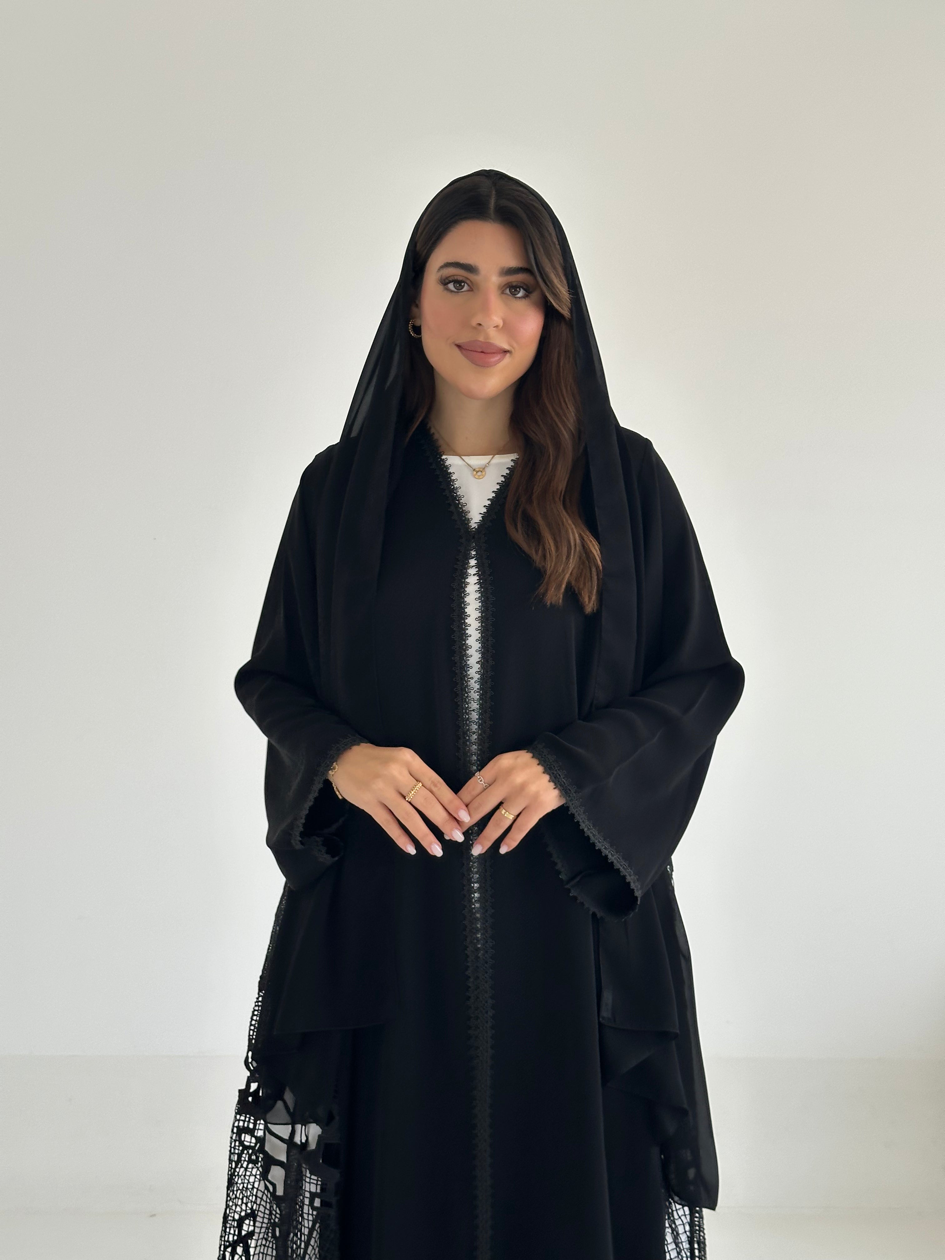 C RTW 2495 Black Lace Abaya