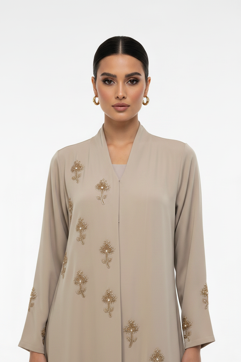 C RTW 2516 Sandstone Beaded Abaya