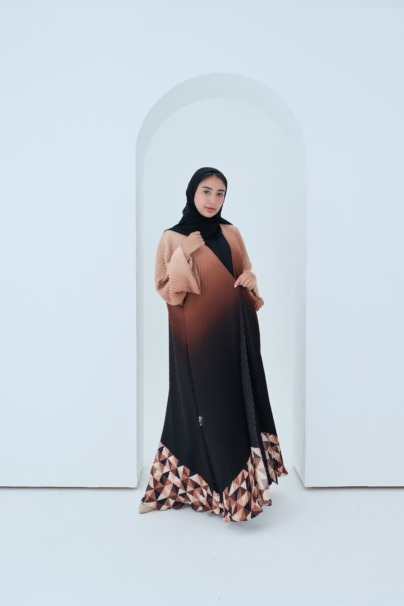 C - RTW - 2x2 - Pleated - Black - Abaya - 10