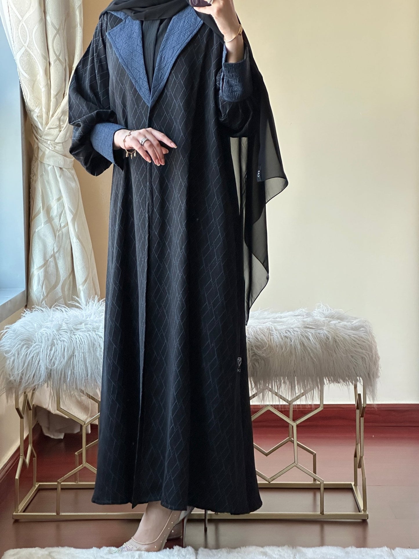 C - RTW - Black - Blue - Work - Abaya - Set - 92