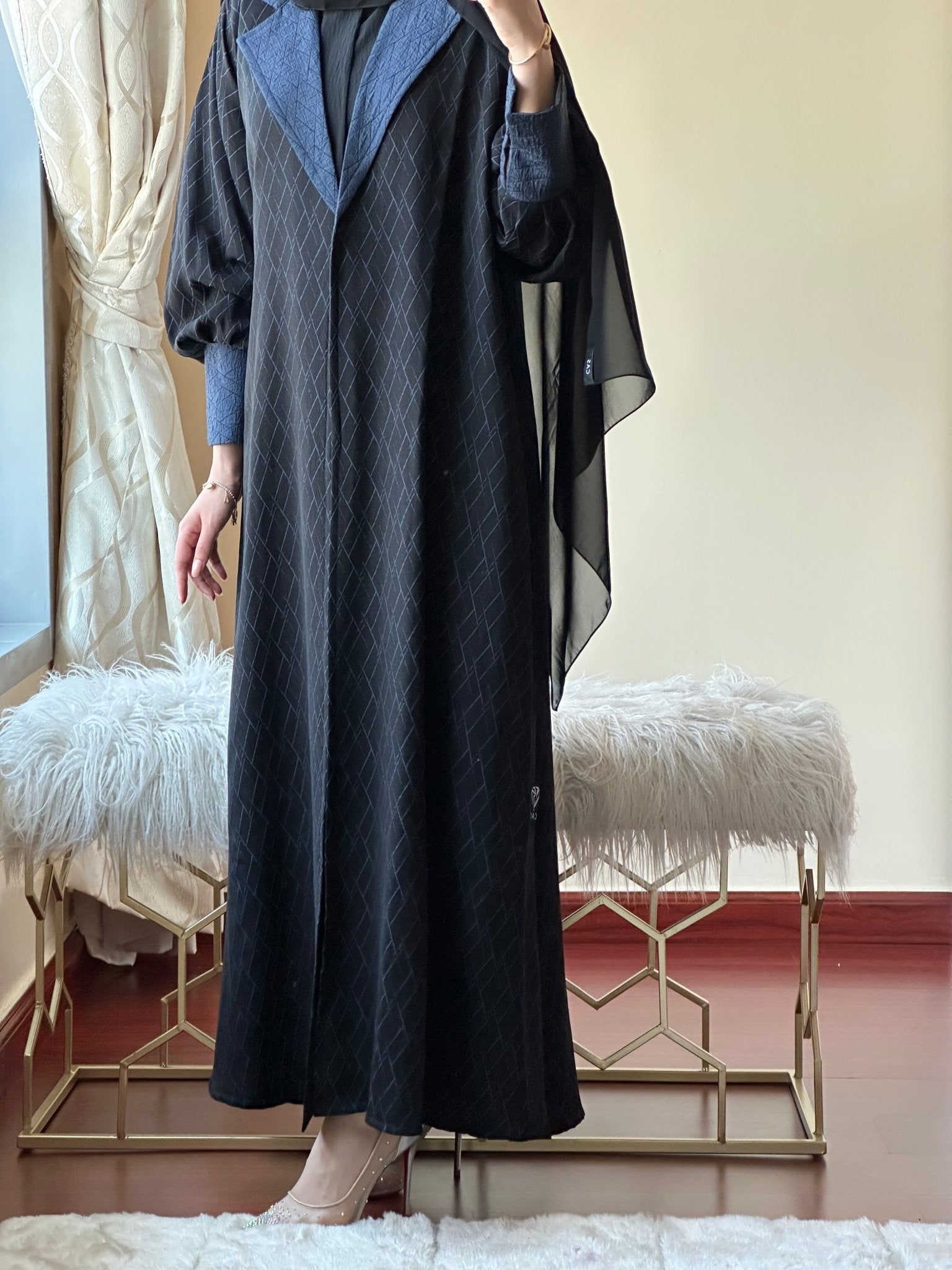 C - RTW - Black - Blue - Work - Abaya - Set - 92