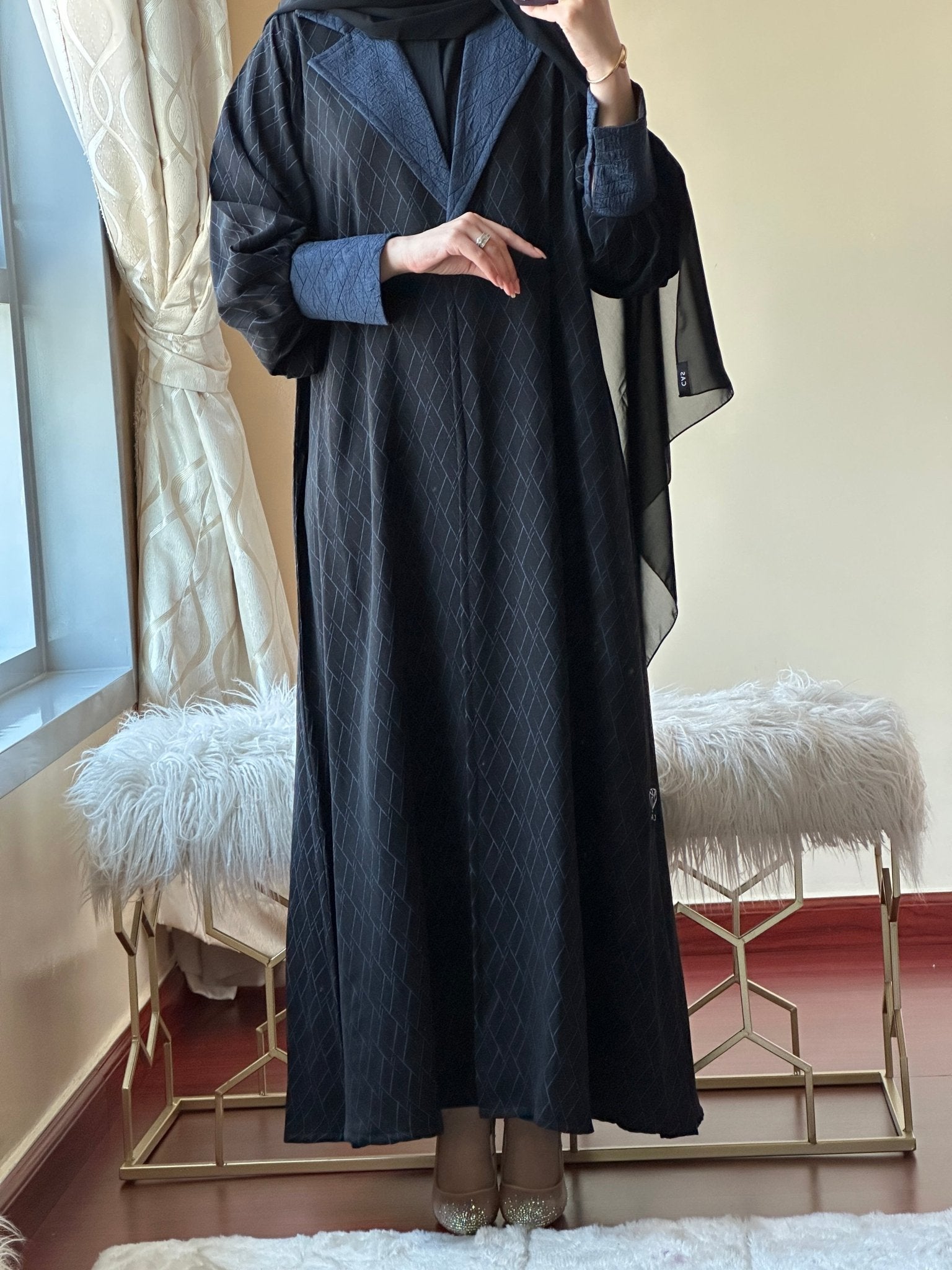 C - RTW - Black - Blue - Work - Abaya - Set - 92