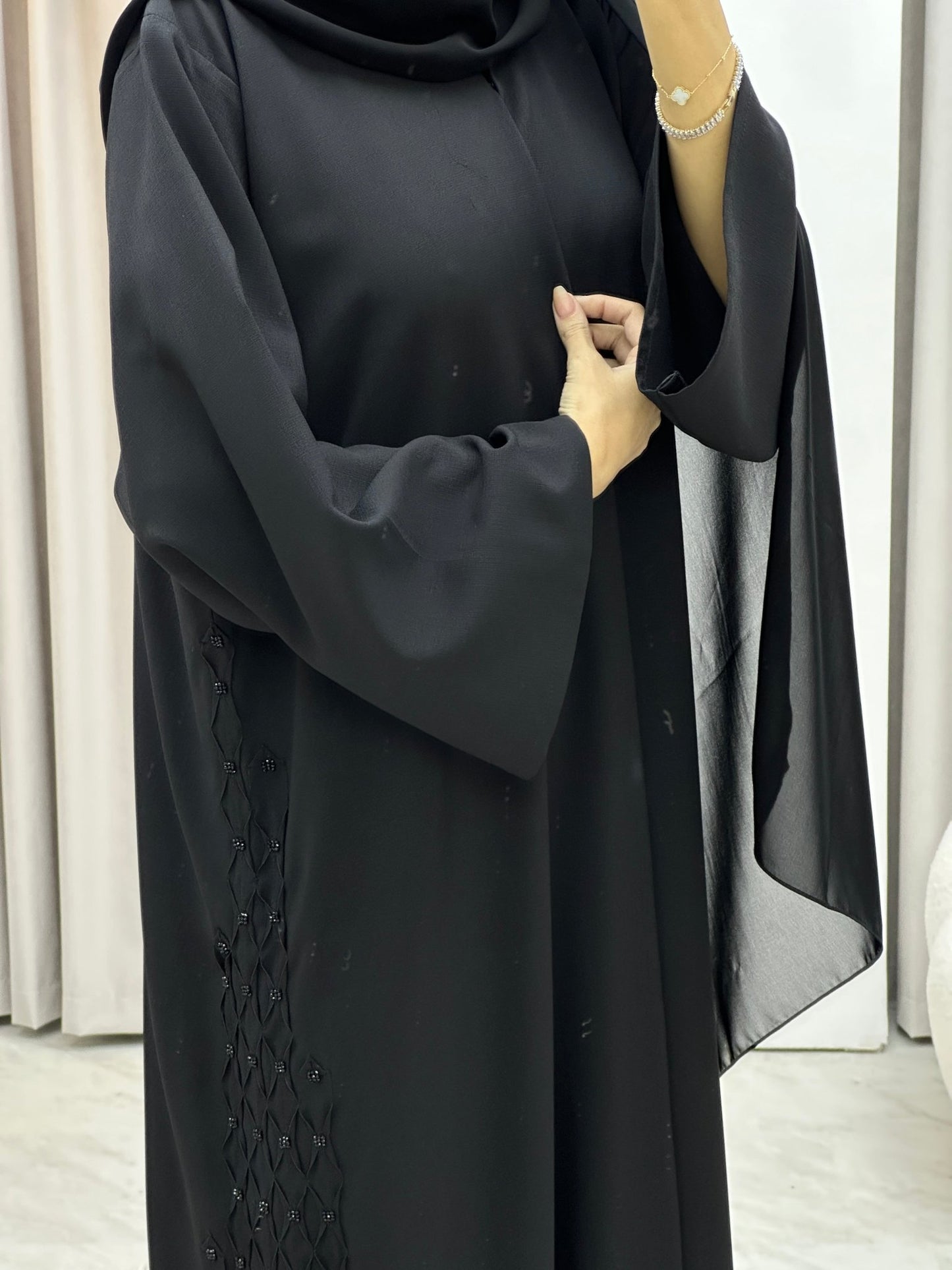 C RTW Black Criss Cross Abaya Set