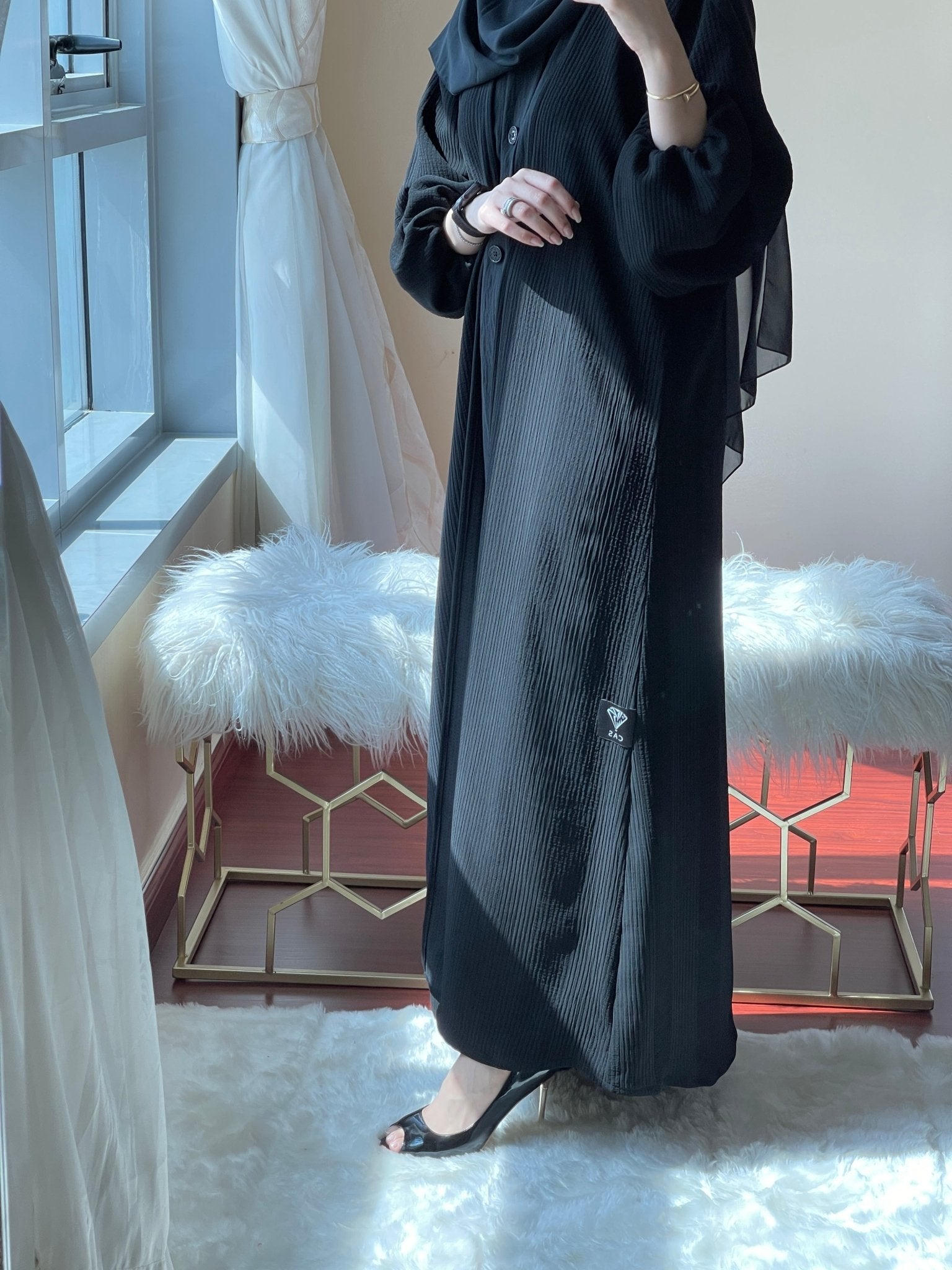 C - RTW - Black - Dotted - Abaya - Set - 02