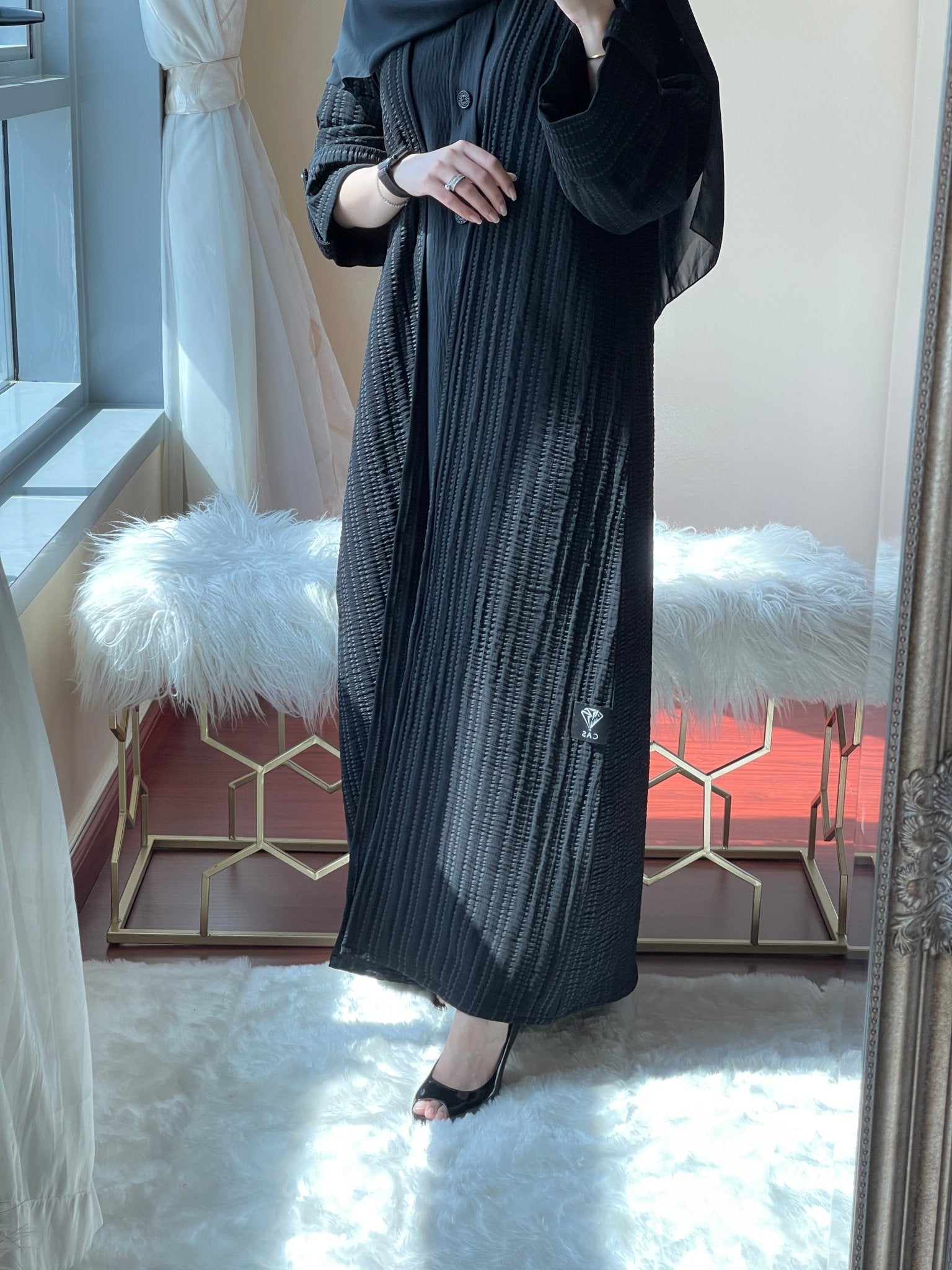 C - RTW - Black - Dotted - Abaya - Set