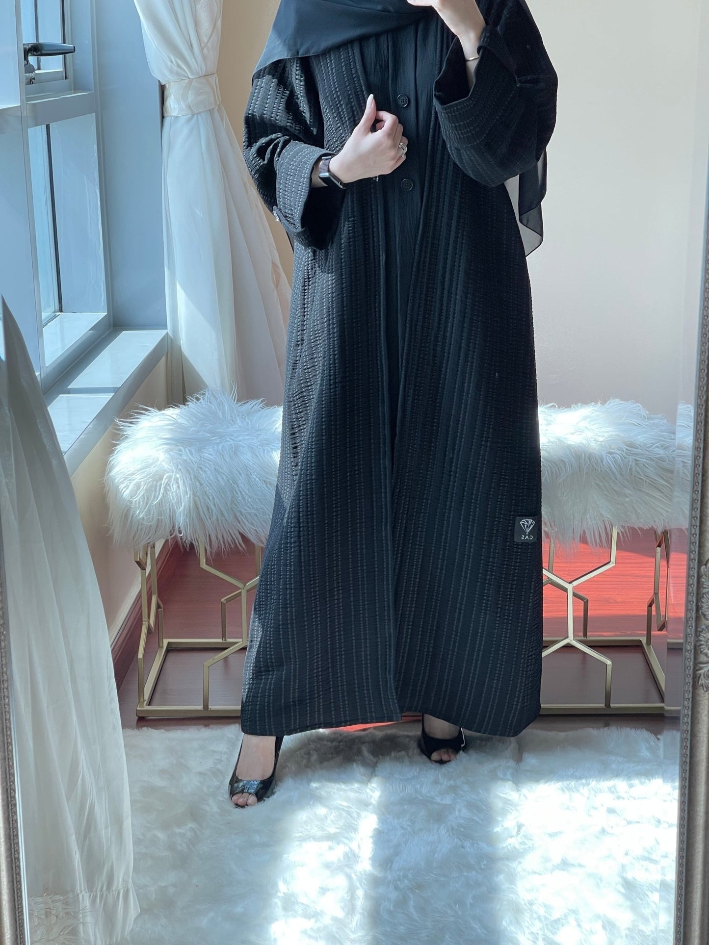 C - RTW - Black - Dotted - Abaya - Set