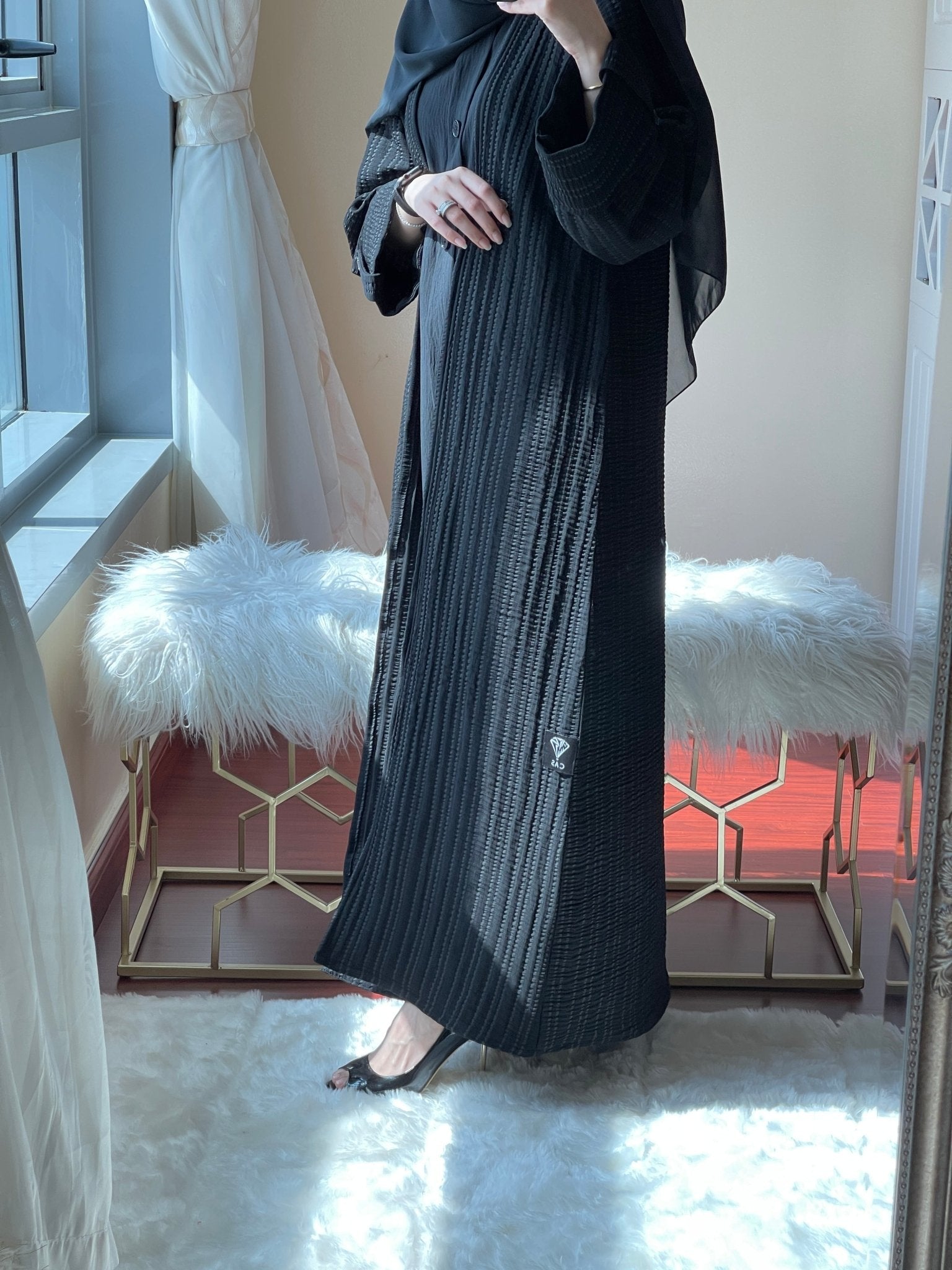 C - RTW - Black - Dotted - Abaya - Set